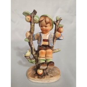 Figurine "Apple Tree Boy" With Bird Made In Japan  6 3/8" Tall